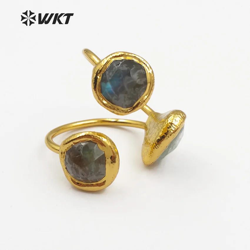 WT-R315 Vintage Design Natural Purpel Quartz Pink Quartz  Labradorite And Pearls Mix Rings Three Stone At Face Women Rings