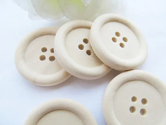 100pcs 25mm Unfinished Natural Wood Button, 4 holes,No Varnish, for Your Handmade,DIY Accessory Jewelry Making