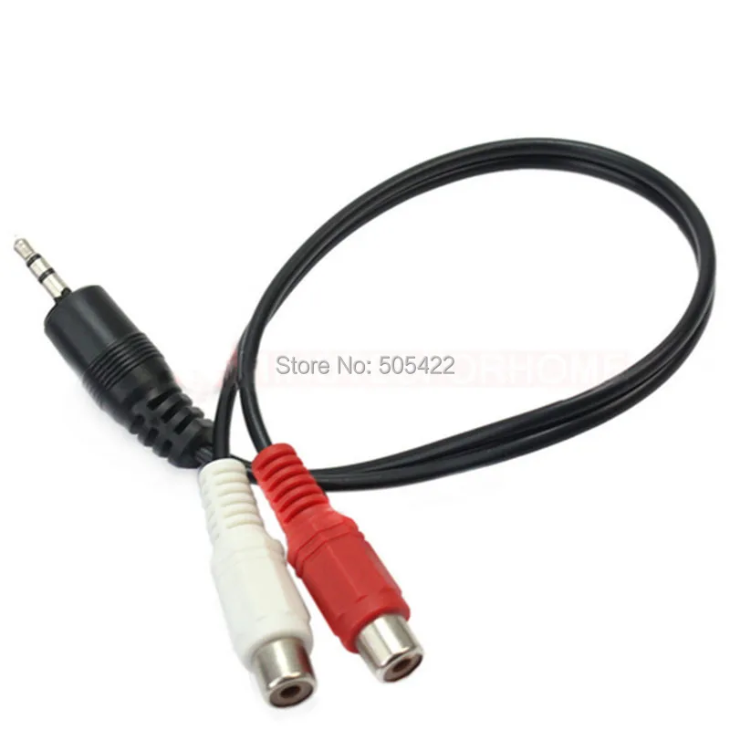 

High Quality 3.5mm Stereo Audio Male Jack to 2 RCA Female Plug Adapter Headphone Cable 100pcs/lot