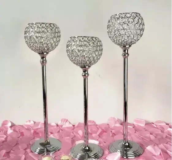 

Crystal Candle Holders Set Metal Candlestick Wedding Party Candle Stand Table Centerpieces Home Holiday Decoration Candelabra