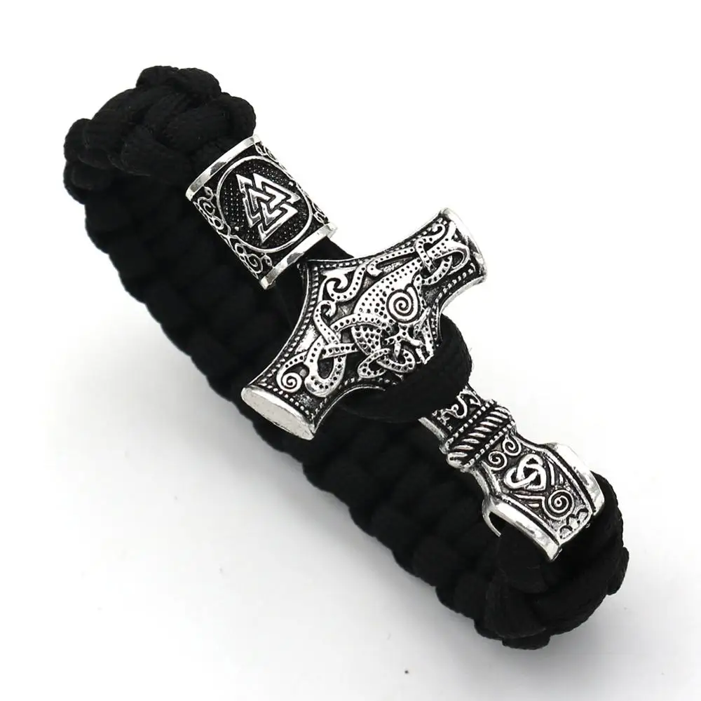 Thor\'s Hammer Mjolnir bracciale Viking scandinavo Norse Viking bracciale Rune Charms Bead Jewelry uomo donna braccialetti bracciali