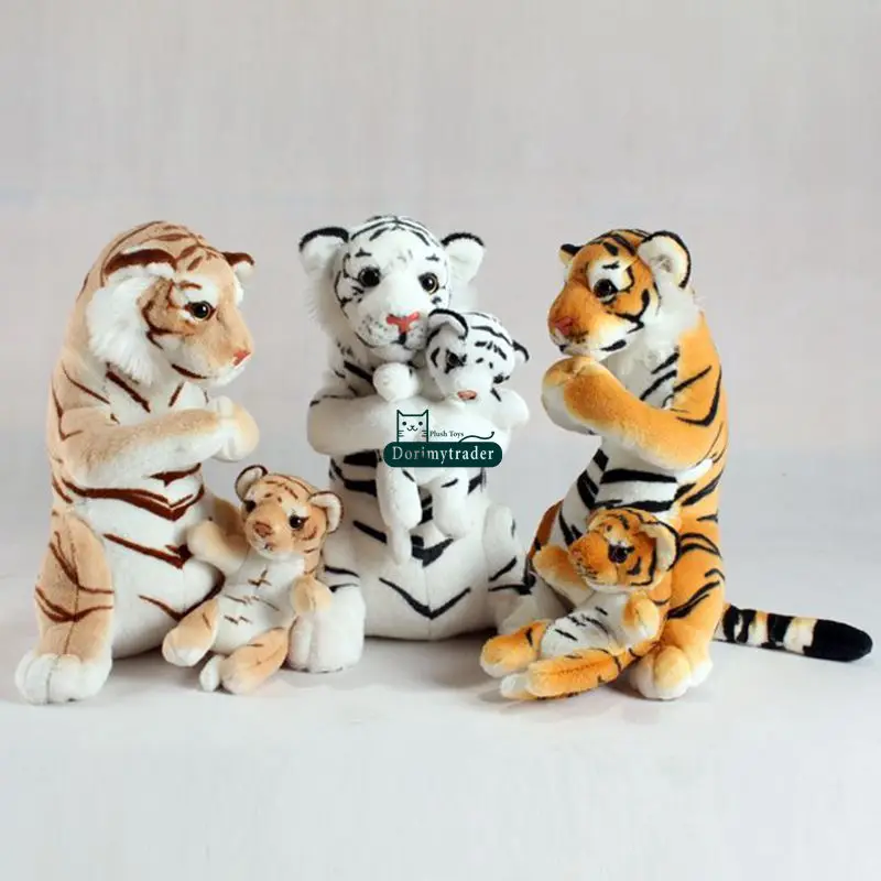 48 cm Heiße Große Weiche Plüsch Simulierte Tier Tiger Plüsch Puppe 19'' Gefüllte Cartoon Mama und Kinder Tiger Spielzeug baby Geschenk