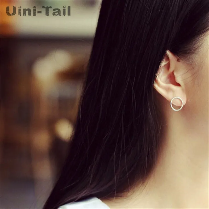 Uini-Tail 925 Tibetan silver round circle earrings fashion temperament minimalist silver jewelry high quality hypoallergenic