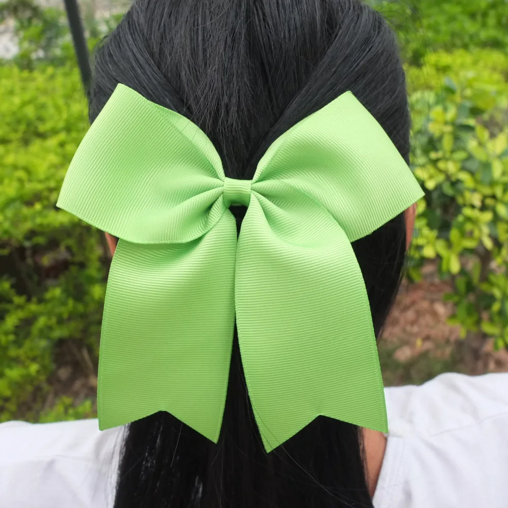 2 PCS 6 inch Bow WITH Elalstic Bobble Loop Big Cheer Leading Hair Bow Ribbons Baby Girls