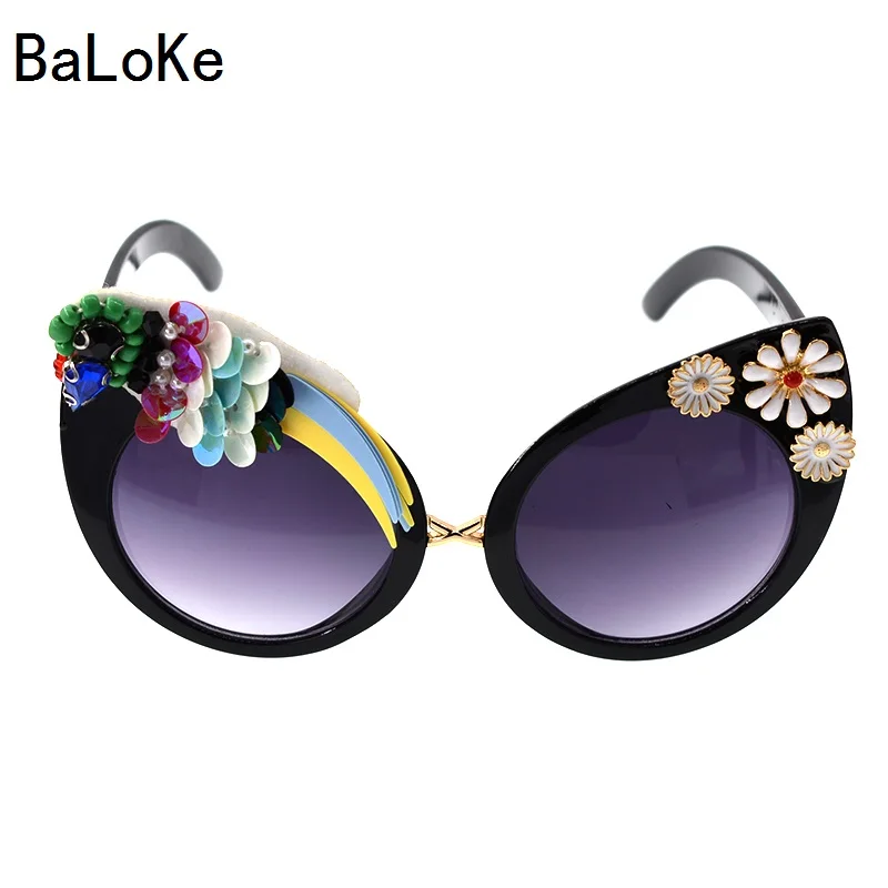 Baroque Women Sunglasses Rhinestone Sunglasses Colorful Crystals Decoration Cat Eye Sunglasses Shades Female gafas de sol