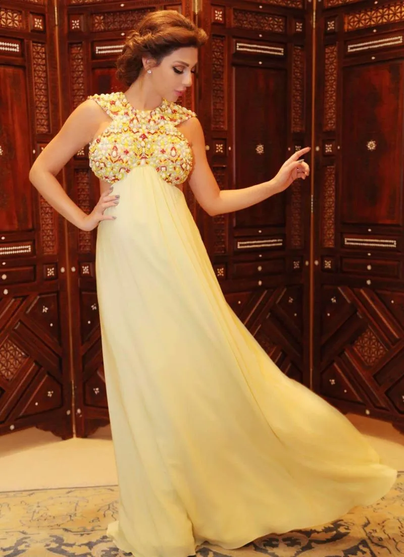 Fashionable O Neck Beading Prom Gown A Line Sleeveless Floor-Length Open Back Sweep Train Robe De Soiree Wedding Party Dress