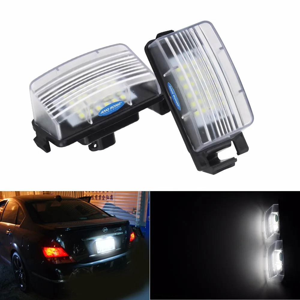 

ANGRONG 2x Canbus LED License Number Plate Light For Nissan 350Z R35 Z12 Z34 R35 Sentra / Pulsar For Infiniti G25 G35 G37(CA157)