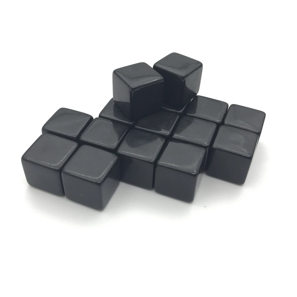 Yernea 50Pcs High-quality 16mm Blank Dice Acrylic Black Opaque Blank Dice Standard Cube DIY Can Carving Children Teaching