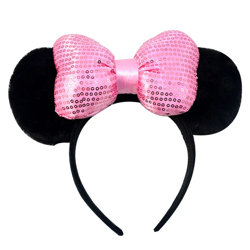 Christmas Hairband Cute Mickey Ears Bows Headband Pink Ear Headband Bow Hair Accessories for Girls Birthday Party Celebration