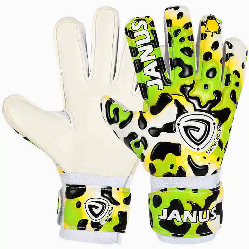 Professional Children Goalkeeper Gloves Fingers Protection Thickened Latex Leopard Print Soccer Goalie Gloves With Finger Spines