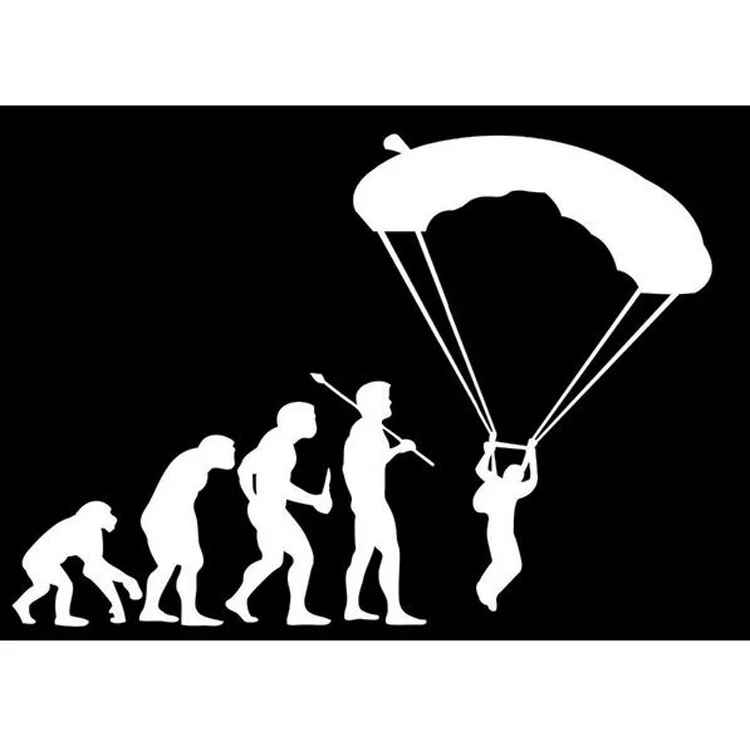 20.5*14CM Skydiving Parachute Car Stickers Human Evolutionary History Cars Decorative Stickers And Decals C2-0037