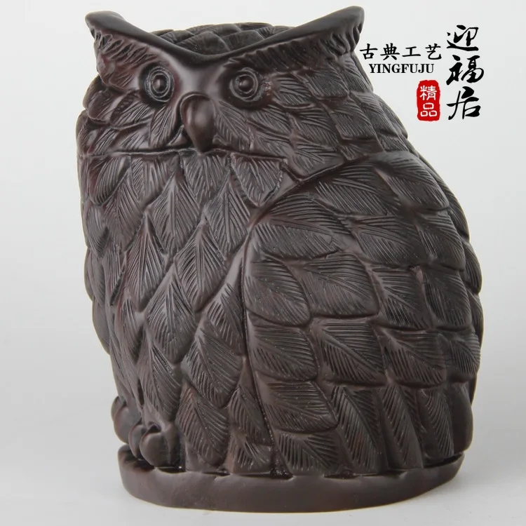 Ebony Wood owl red wood crafts boutique Wenwan wooden handle animal Home Furnishing jewelry ornaments