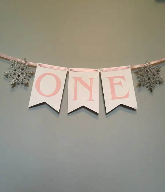 CUSTOM AGE color Winter ONEderland first birthday highchair Banners baby shower buntings nursery room garlands photo booth