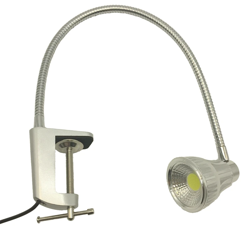 Lámpara de trabajo con Clip de torno Led, cuello de cisne, 110V/220V, 10W