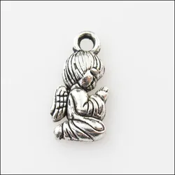 30Pcs Antiqued Silver Color Praying Angel Wings Charms Pendants 8x16mm