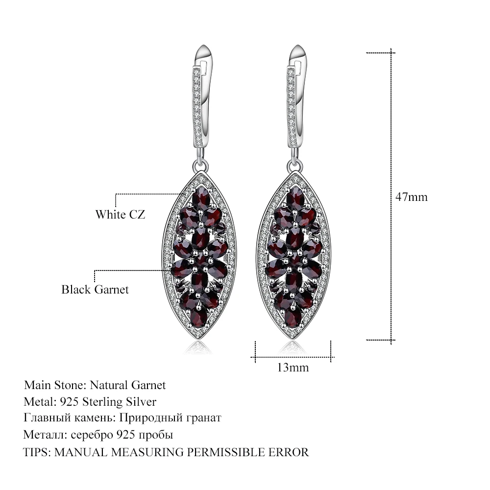 Gem's Ballet 6.90Ct Natural Black Garnet  Vintage Earrings 925 Sterling Silver Gemstone Drop Earrings for Women Fine Jewelry