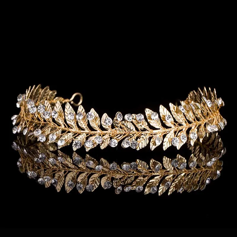 

Gold/Silver Color Rhinestone Headbands for Women Crystal Leaf Tiaras and Crowns Hairband Headdress for Bride Wedding Party Crown