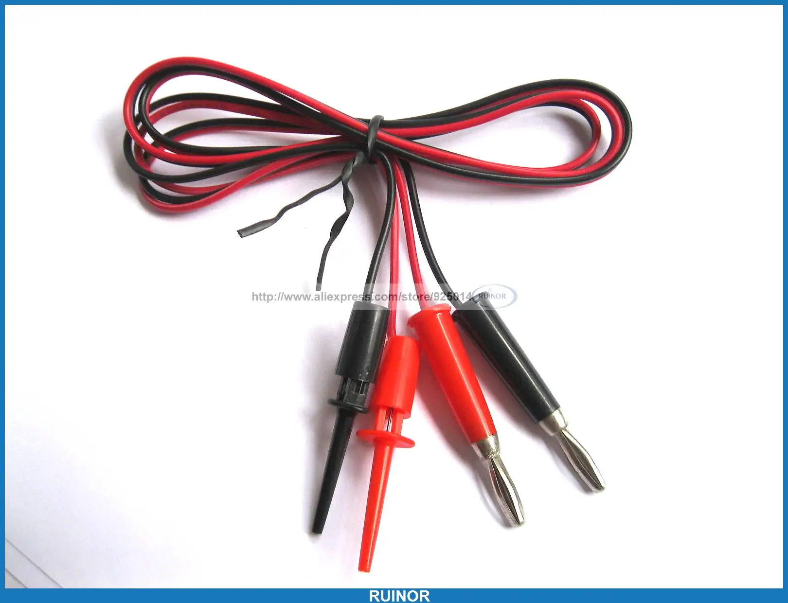 5 Set x  1M 100cm Red Black Test Cable Small Test Clip hook connector to Nickel Banana Plug Cable