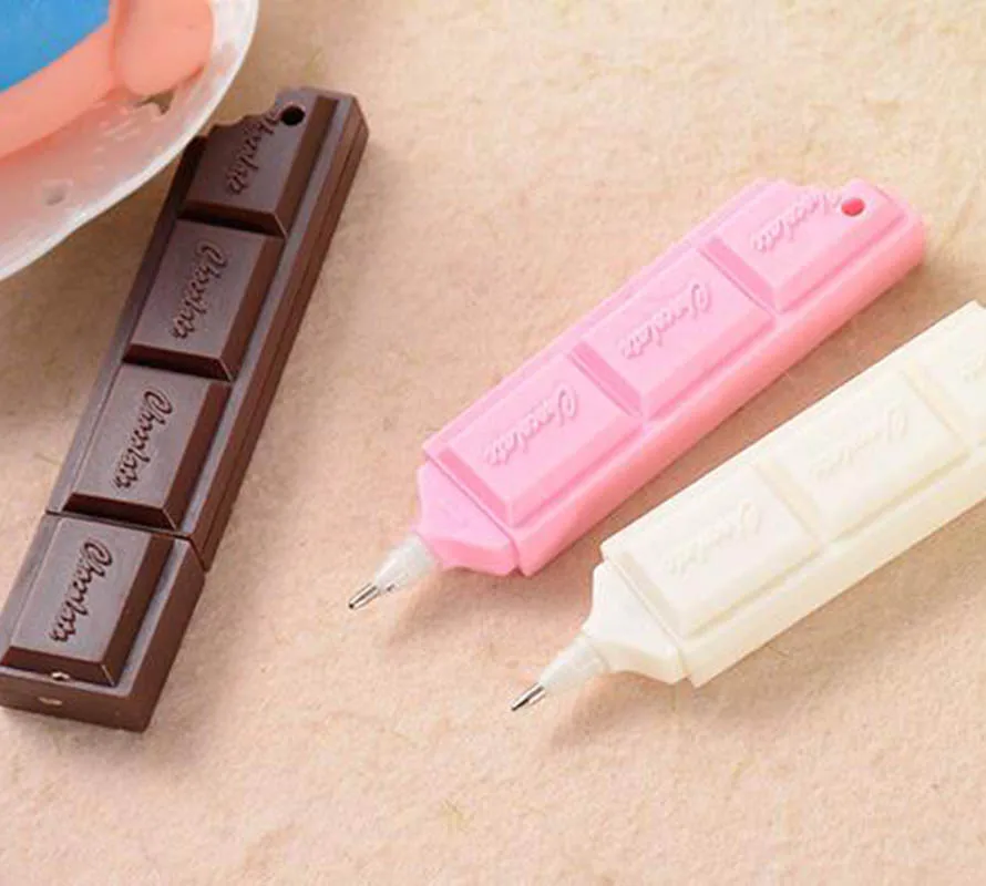 5pcs/ lot , Novelty Chocolate Shaped Ballpoint Pen as Gift Pen for School Kids , 0.7mm Black Ink , 9.5cm in Length