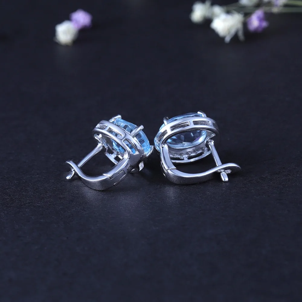 GEM\'S BALLET Natural Sky Blue Topaz Gemstone Classic Stud Earrings 925 Sterling Silver Earrings Fine Jewelry Women Wedding