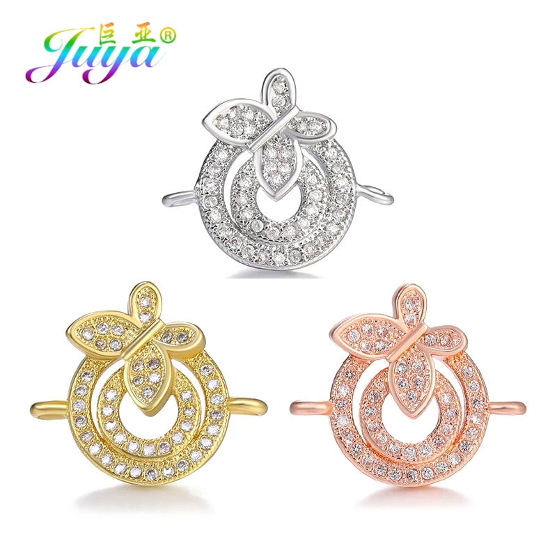 Juya DIY Bracelets Earring Jewelry Findings Hand made Charm Butterfly Flower Connector Accessories For Needlework Jewelry Making