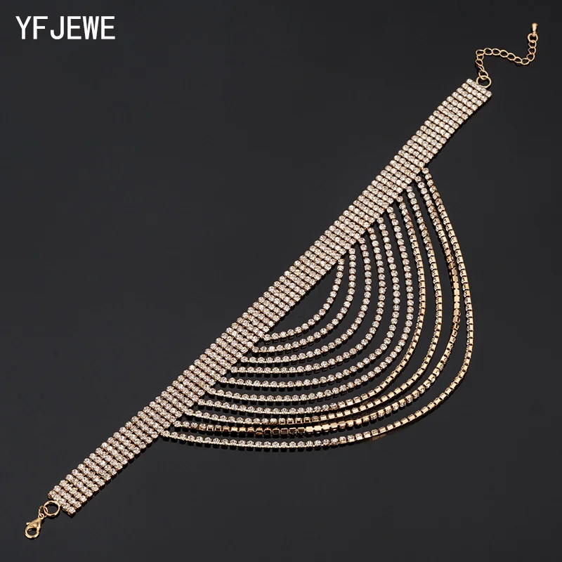 YFJEWE Women Full Rhinestone Pendant Jewelry Collar Necklace Ten Hanging Chain African Clavicle Necklaces Choker Necklace  N367