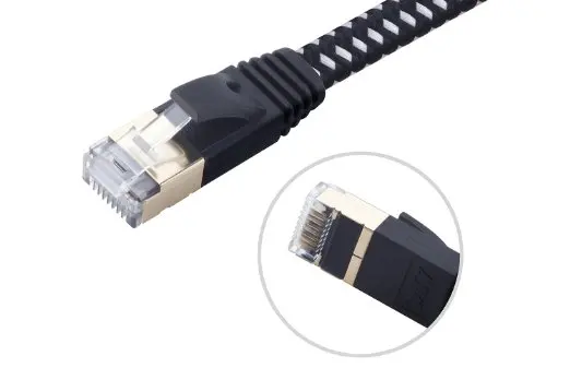 Nowy 0.5m 1m 1.5m,2m 3m,5m 10m15m 20m przewód lan CAT7 kabel RJ45 Patch płaski kabel sieciowy Ethernet do przełącznika routera pozłacane