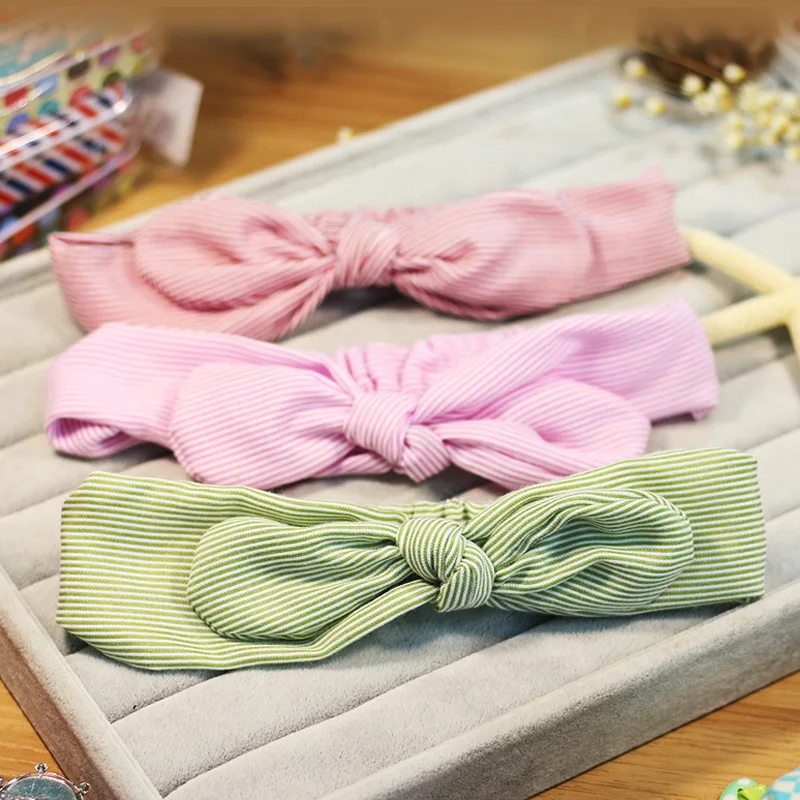 

Baby Bows Headband Knot Cotton Children Girls Polka Dots elastic hair bands Rabbit Ear Turban Headbands bandeau bebe