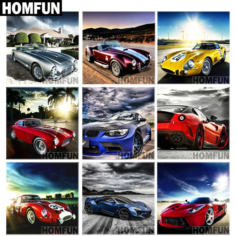 HOMFUN punta quadra/rotonda 5D pittura diamante fai da te \