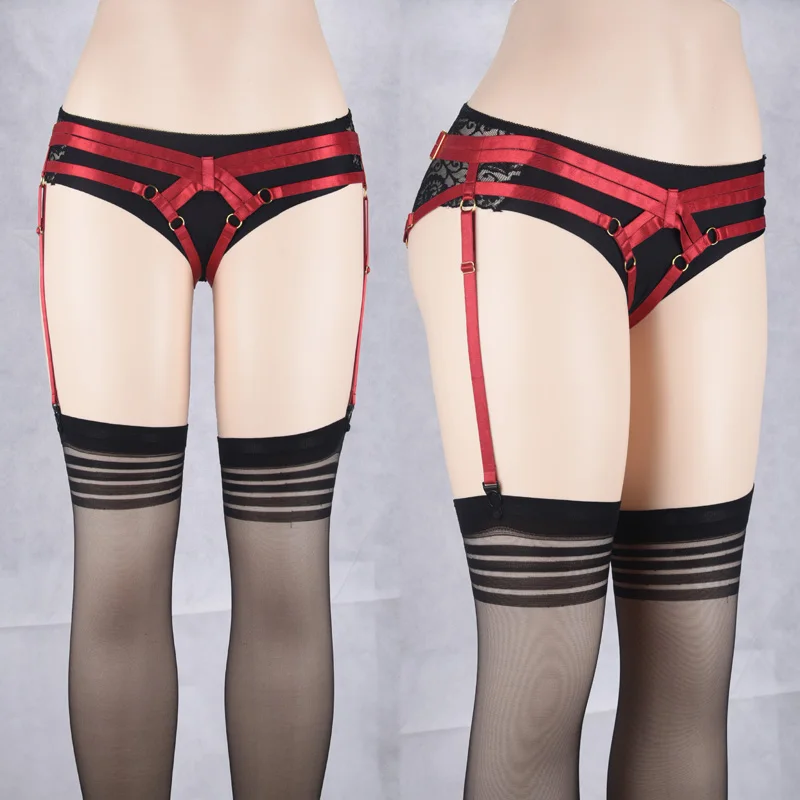 

JLX.HARNESS Red Erotic Kinky Panties Fetish Crotchless Harness Lingerie Rave Wear Leg Garters Sexy Thigh Harness P0166