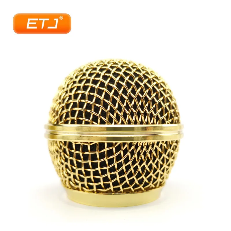 2pcs Microphone Ball Mesh Grille Beta58 SM 58 Microphone Accessories Head Replacement Electroplating Gold Color