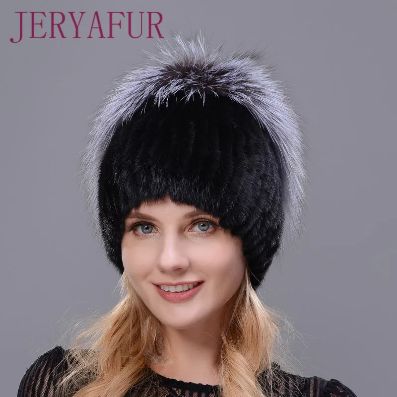 New Style Winter Warm Cap Rabbit Fur Flower With Fox Fur On The Top Natural Lmported Mink Fur Warm Hats For Women Ear Warm Hat