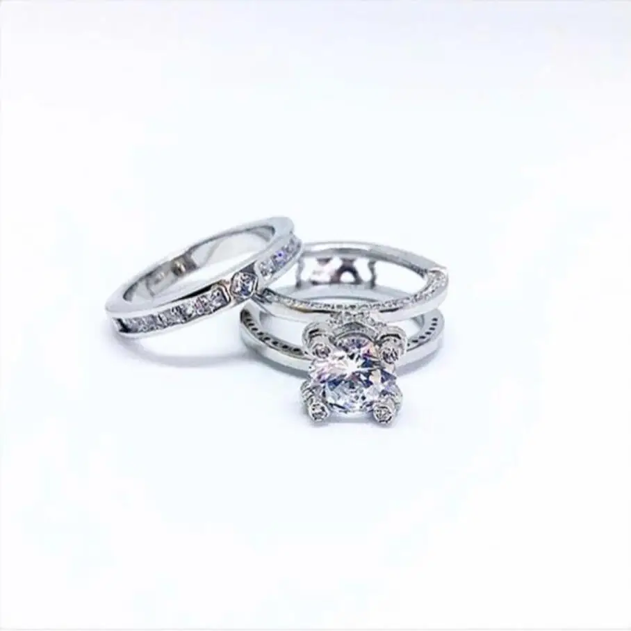 Gorgeous Ring Multilayer Real 925 Sterling Silver with Zircon Brilliant Cut Protective Rhodium plating for women girl wedding