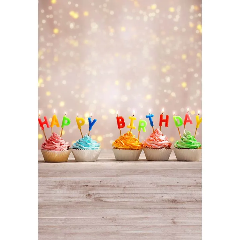 5x7ft Sequins Wall Happy Birthday Cupcakes Party Washable No Wrinkle  Banner Photo Studio Background Backdrop Polyester Fabric