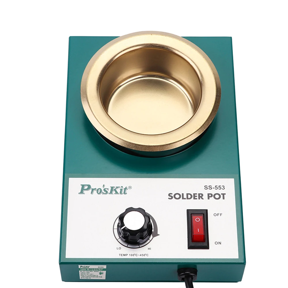 Pro\'skit  Lead Free Solder Pot0.3/0.5/1.6/2.2kg Capacity Round Tin Stove Soldering Desoldering Melting Furnace Tinning Tools