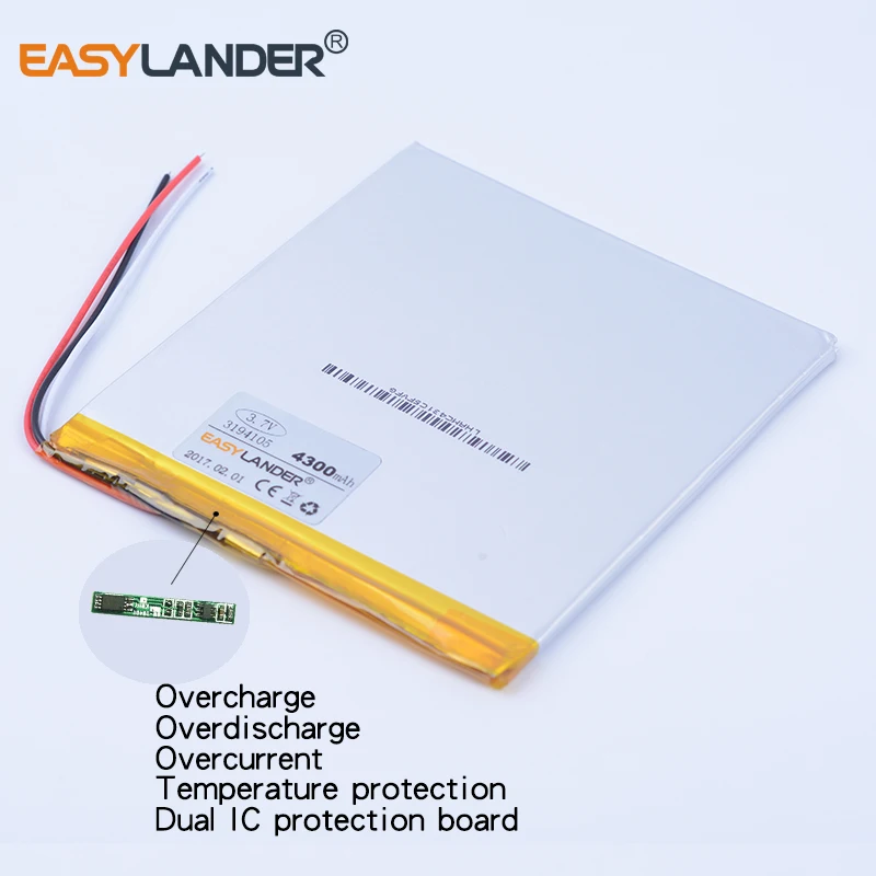 充電式リチウムポリマーリチウムイオンバッテリー,3194105, 3194105, 3.7v,4300mah,3494105