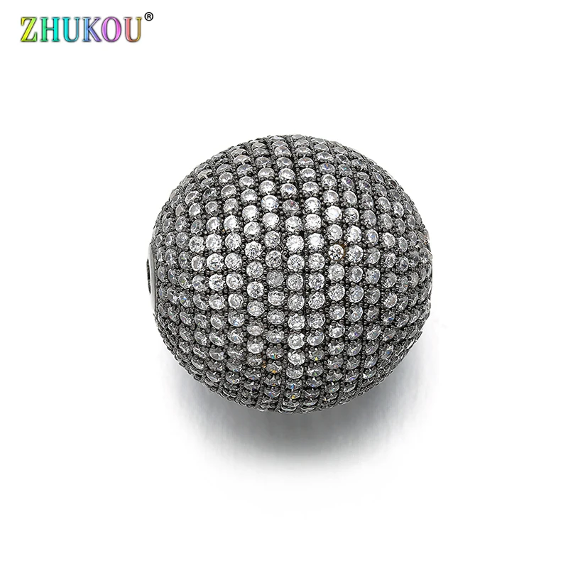 24*25mm New Fashion Brass Cubic Zirconia Oval Beads for DIY Jewelry Accessories Making, Round shape Hole: 2.5mm, VZ183