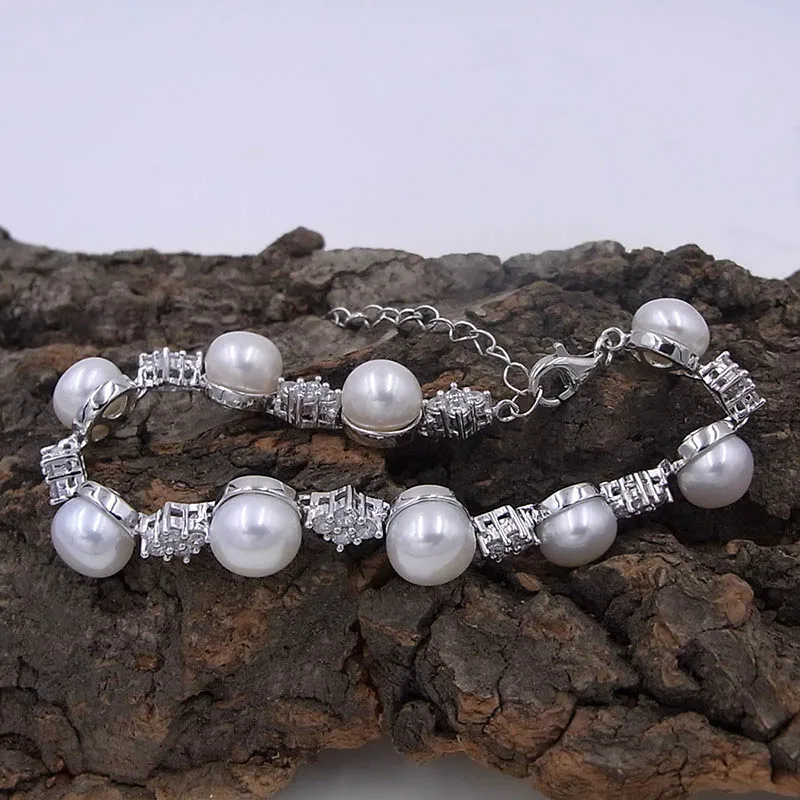 Sinya Natural Freshwater Pearls Daimeter 8-8.5mm Christmas New Years Gift 925 Sterling Silver Bracelets for Women