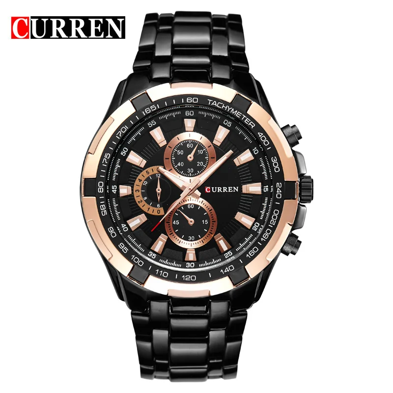 FREE SHIPPING 2016 CURREN QUARTZ HOUR BIG DIAL DATE DAY CLOCK BROWN LEATER SORT MEN STEEL WRIST WATCH