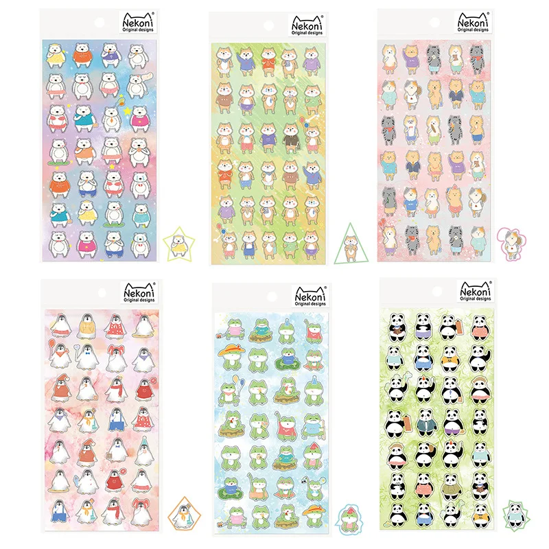 1Pc Shiba Inu Panda Cartoon Animal Expression Decorative Sticker PVC Scrapbooking Stationery Planner Stickers