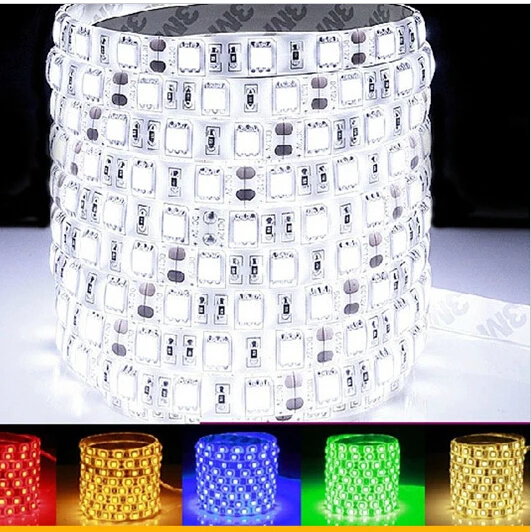 Free ship 5m 300LED 5050 SMD non-water proof led 12V flexible light 60led/m LED strip, white/warm white/blue/green/red/yellow