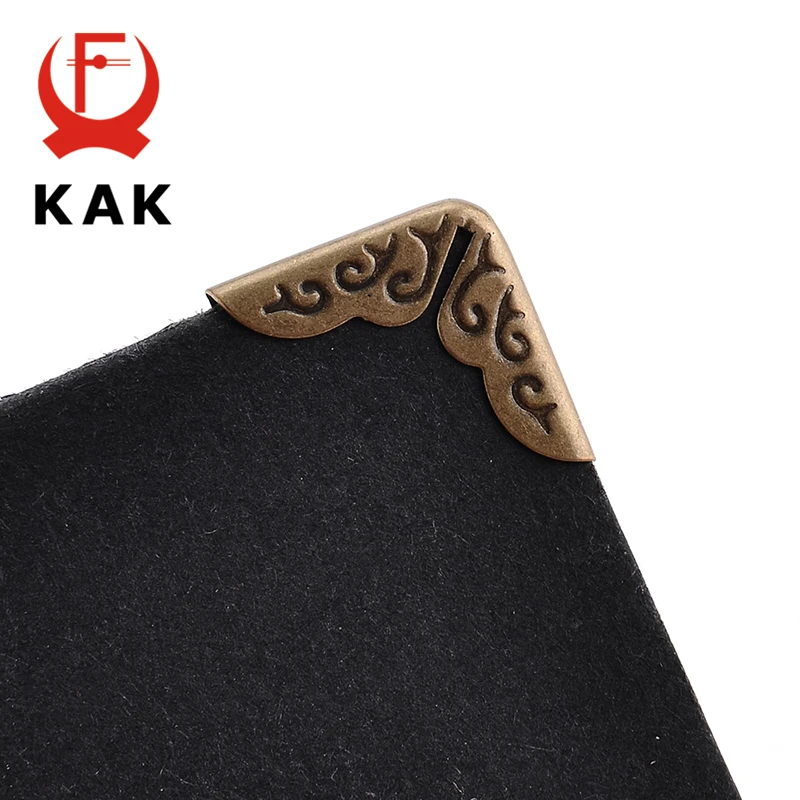 KAK 100pcs 15x15x3mm Antique Brass Metal Book Scrapbooking Notebook Albums Menus Folders Corner Protectors Bronze Tone Hardware