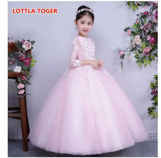 2017 autumn and winter host dress poncho long baby bridesmaid flower girl wedding dress fluffy ball gown USA birthday evening p