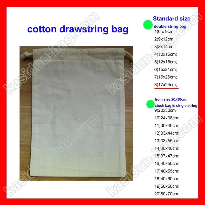 (500/lot) size 50x70cm  large blank eco white cotton bag drawstring custom logo