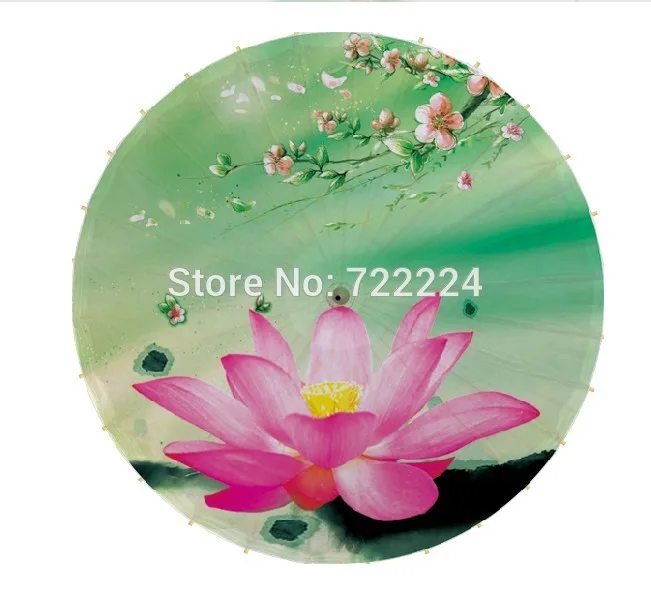 

Free shipping Dia 84cm colorful lotus and peach pictures chinese unique handmade cosplay parasol women gift oiled paper umbrella