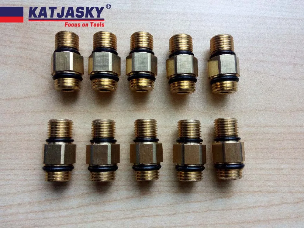 10pcs/lot free shipping brass connector adapter Male M14*1.5 - Male G1/4 for foam generator lance washing gun