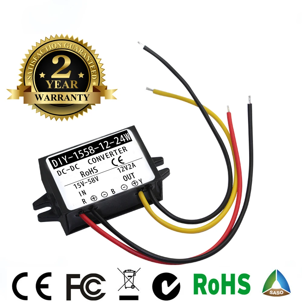 24V36V48V(15V-58V) Converter To 12V 2A 24W Buck Module DC-DC Power Converter Voltage Regulator Waterproof Step Down Module