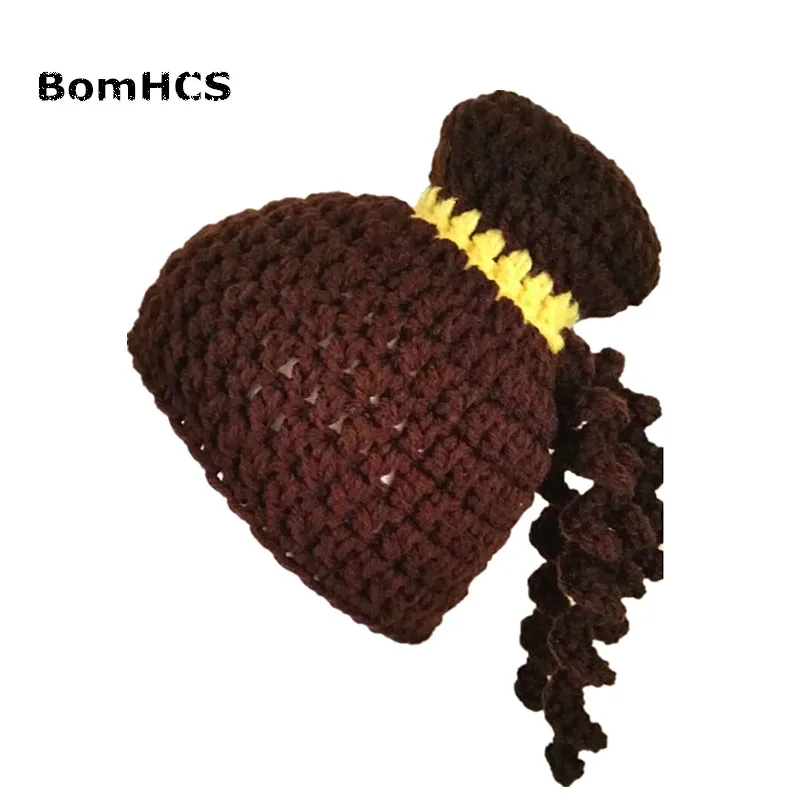 

BomHCS Novetly Gift Wig Braid Beanie Halloween Party Prop Winter Street Fashion Hat 100% Handmade Knitted