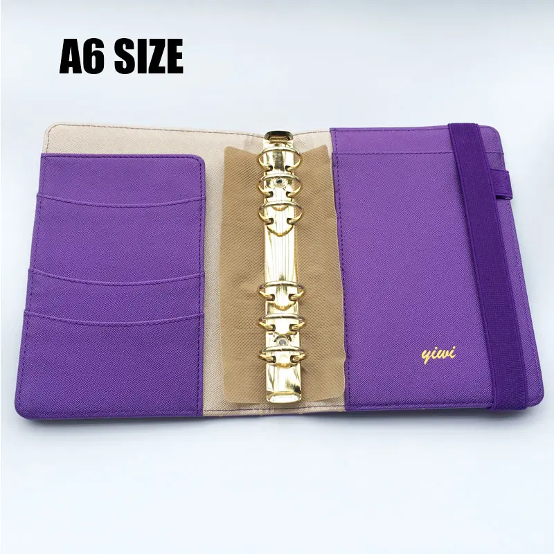 YIWI New A6 pianificatori di anelli in oro di colore viola Agenda quaderni diario Kawaii cancelleria fai da te all\'ingrosso dowaffook Abook