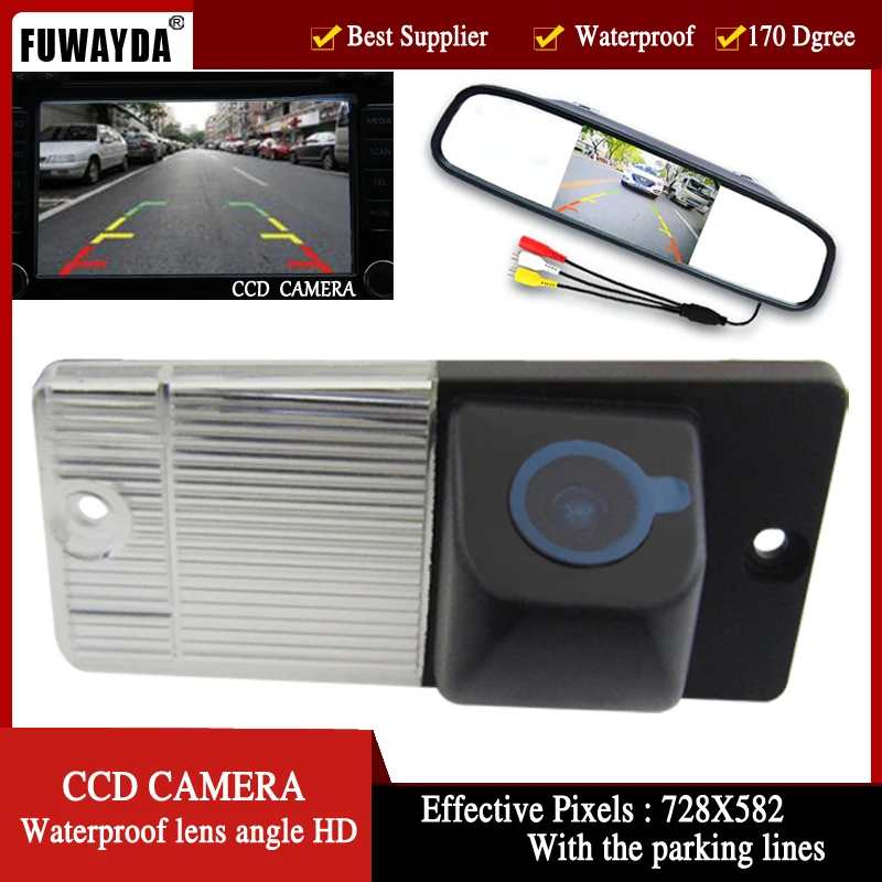 FUWAYDA Color CCD Car Rear View Camera for KIA SORENTO SPORTAGE,with 4.3 Inch Rear view Mirror Monitor HD